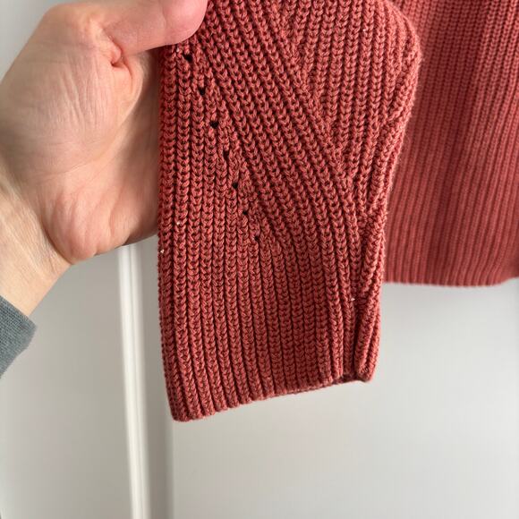 Lucky Brand back lace pullover sweater in Mauve (clay, rose) XL ribbed - Picture 6 of 10